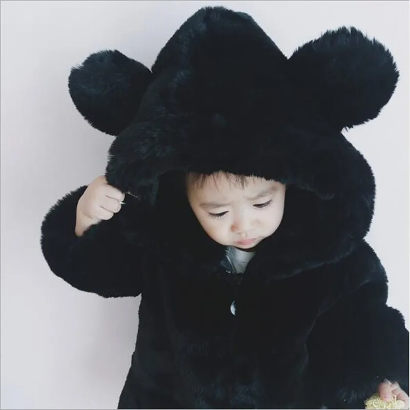 Зимние детские пальто из искусственного меха корейский длинный детский толстый