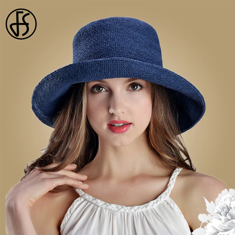 Женская соломенная шляпа FS складывающаяся пляжная с широкими полями летняя 2020 |