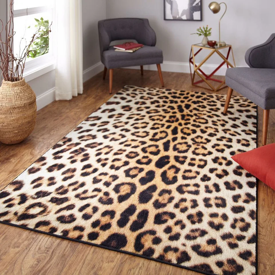 

Leopard Print Carpet Living Room Classic Sexy Yellow Brown Home Decor Sofa Table Rug European Anti Slip Chair Cushion Lounge Mat