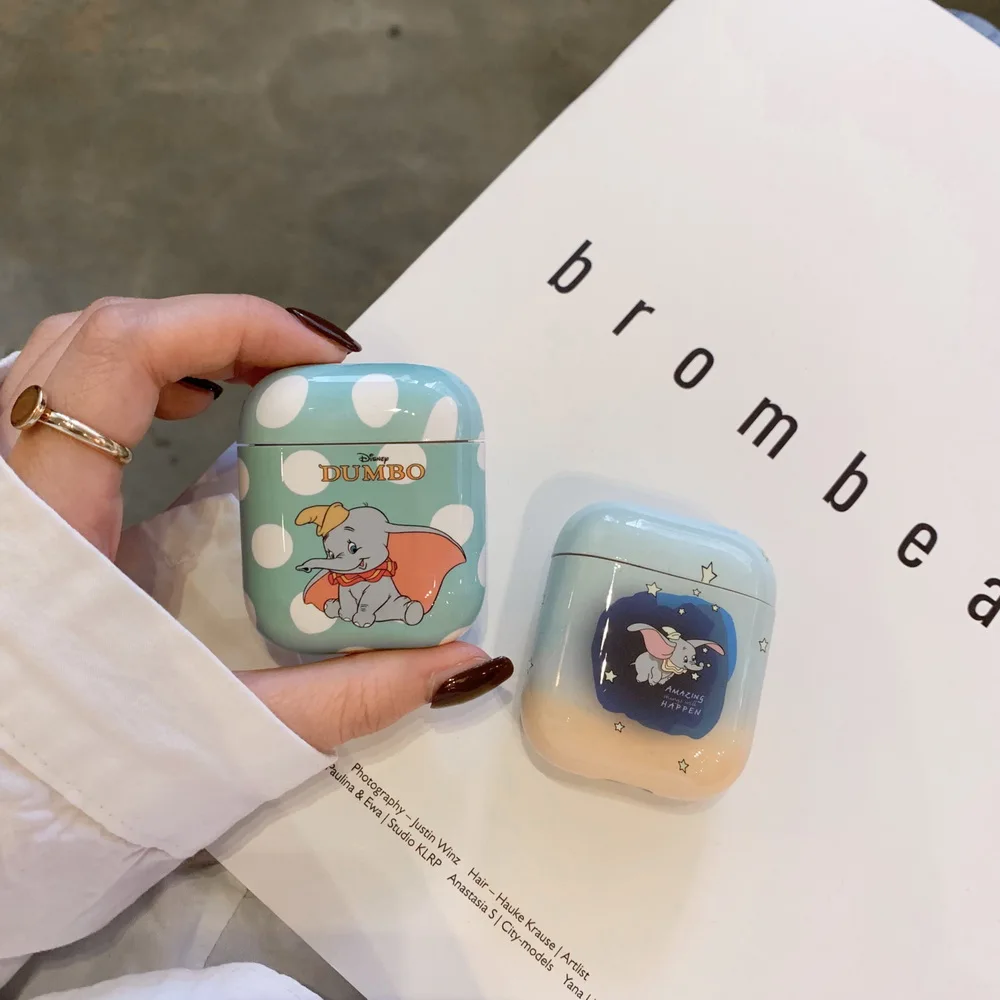 Милый чехол kawaii DUMBO little elephant для Airpods прекрасный мультяшный образ идеальный дизайн Apple Airpods2 bluetooth чехол для наушников