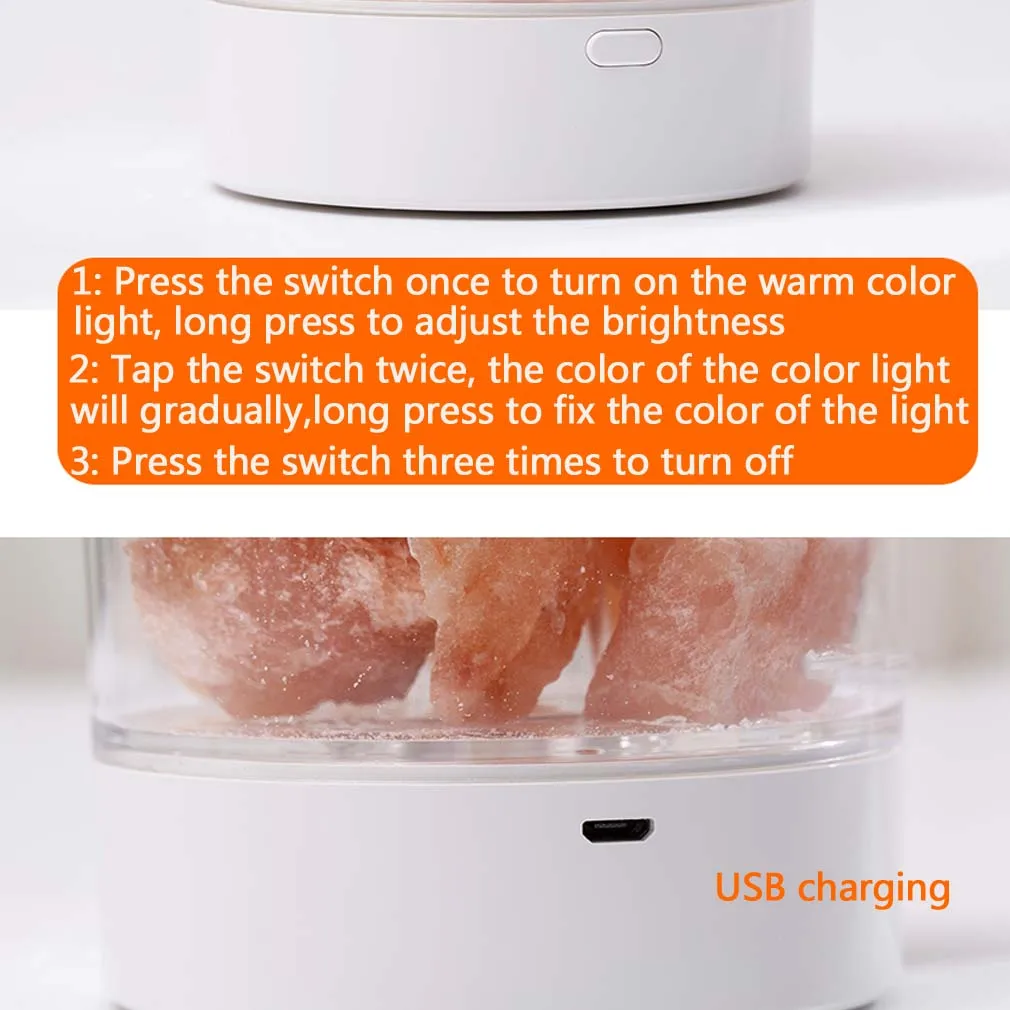 

NEW Creative crystal salt stone LED lamp USB rechargeable Sleep Aid Square Round Night home bedroom Romantic atmosphere Lamp