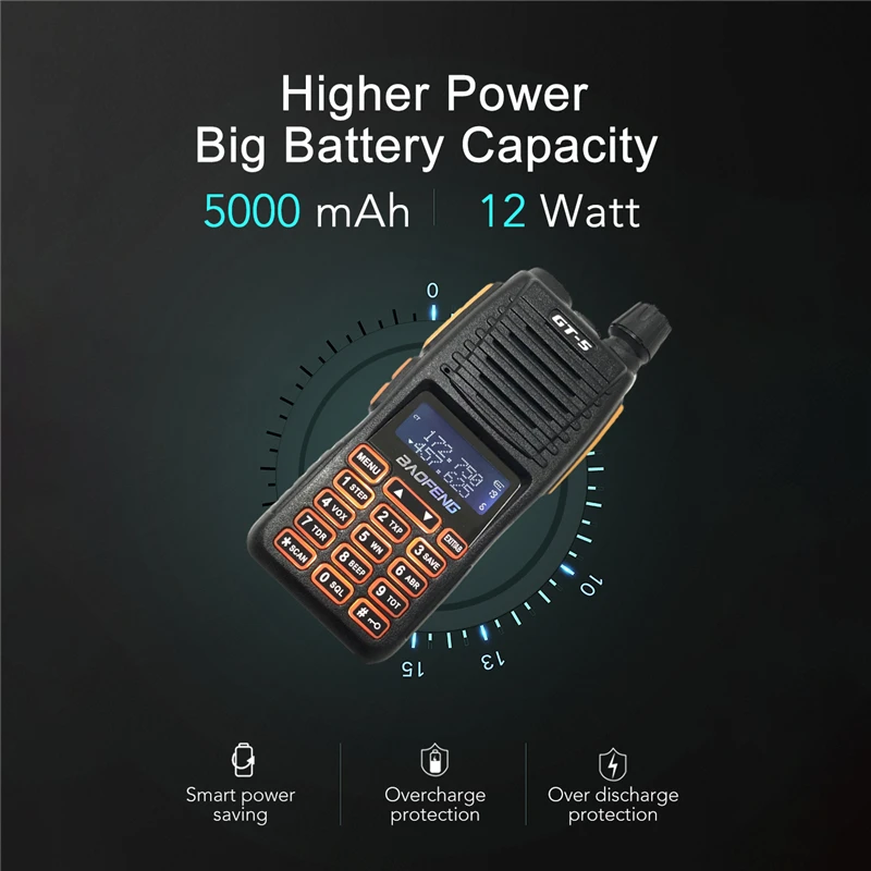 2021 BAOFENG GT-5 12W Power New Portable 2 Way Radio Dual PTT Walkie Talkie UV82 Update Hunting Transceiver Dual-Band Intercom | Мобильные