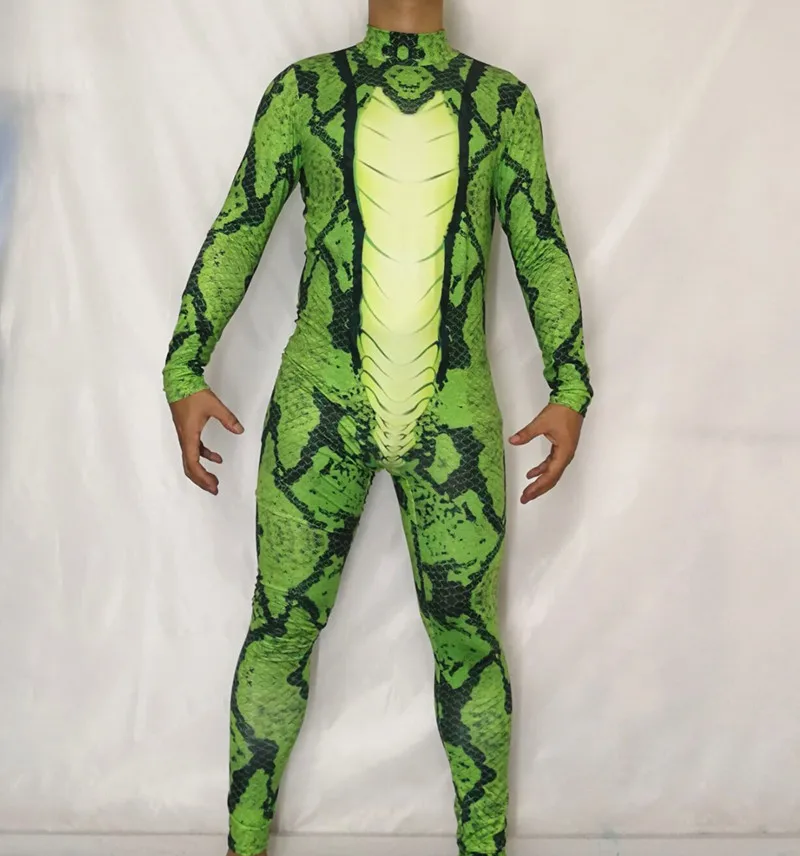 Новинка, комбинезон со змеиным принтом, zentai, сексуальное трико, эластичное боди, для ночного клуба, бара, косплей, Ролевой костюм, певица, для шоу на сцене, комбинезон