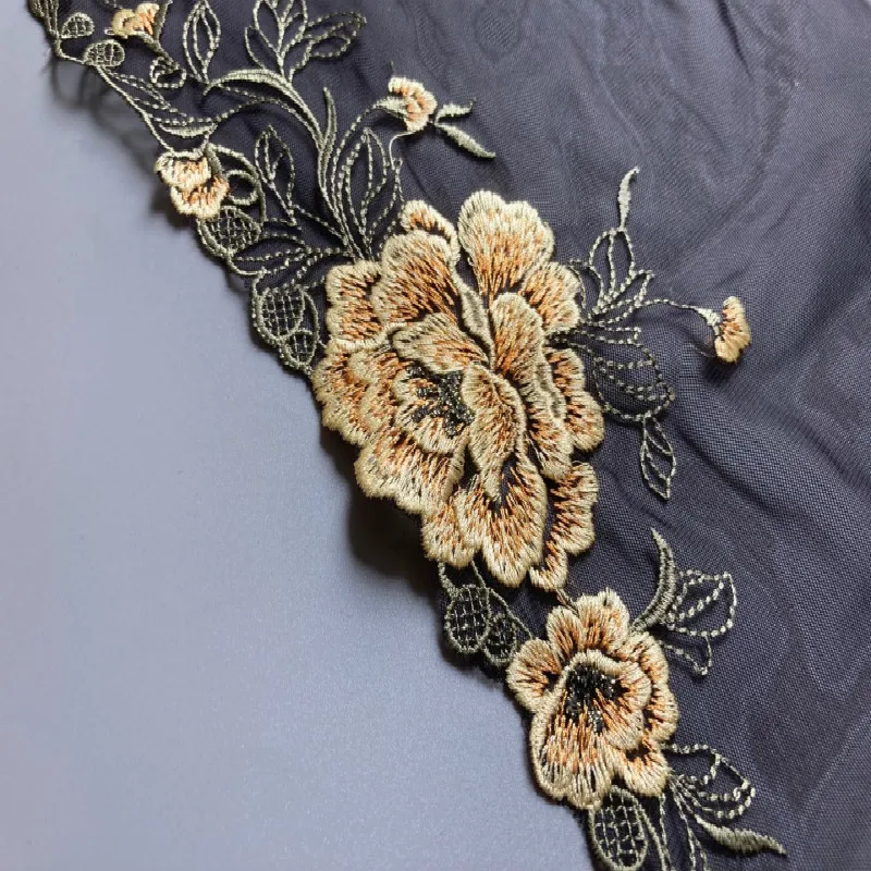 2 ярда/лот 20 см розовый черный флуоресцентный синий цветочный вышивка высокое