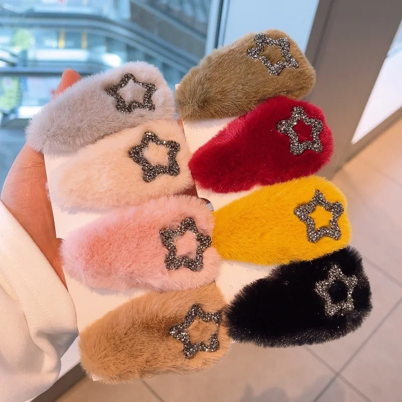 

Корейский Зимний новый стиль ~ теплый ветер ретро-гусеница Симпатичные шпильки Стразы пятиконечная звезда BB клипса ювелирные изделия для женщин