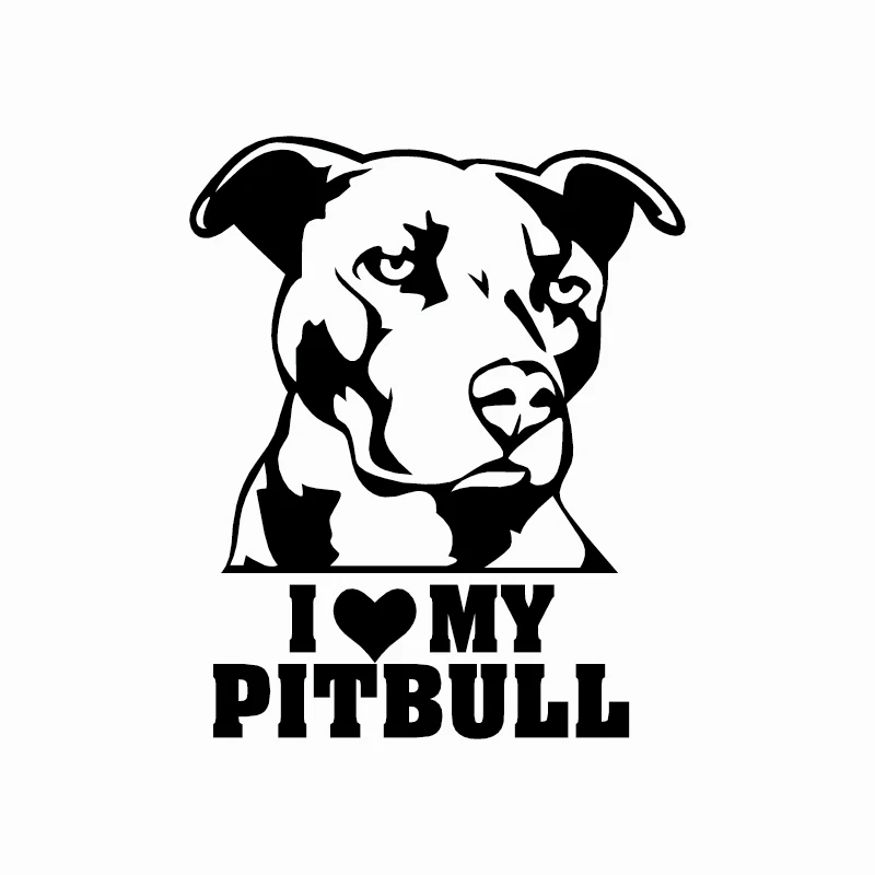 

Creative I LOVE MY PITBULL Cartoon Dog Car Sticker Exterior Accssories Vinyl Decals for BMW VW Audi Gti Skoda