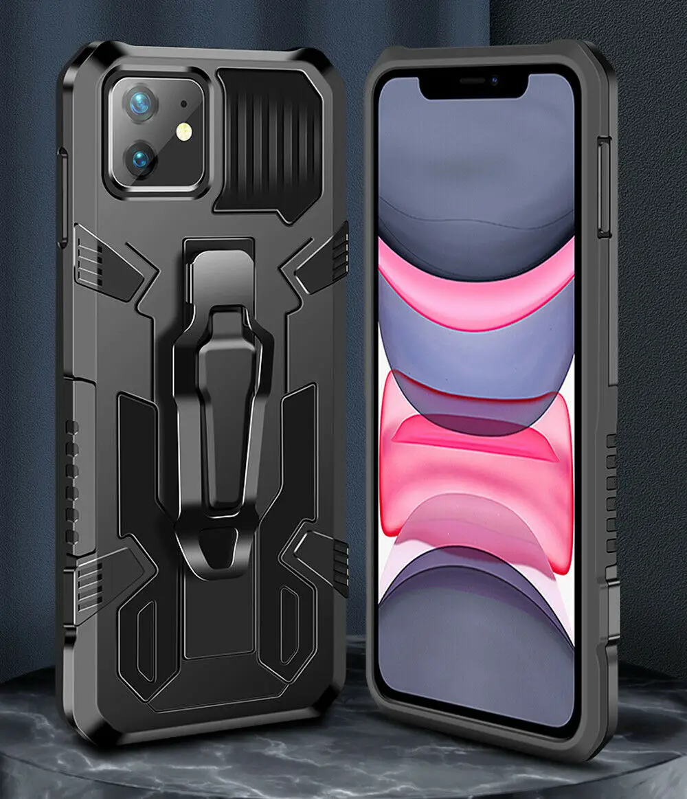 

New Case for OPPO Realme 5 6 7 V5 C11 C12 C17 A73 A93 A15 F17 A53 Reno5 Armor Shockproof Metal Back Clip Phone Cover Stand Shell