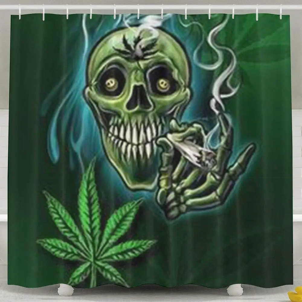 

Leaf Weed Cool Skull Bath Curtains Bathroom Accessories Set