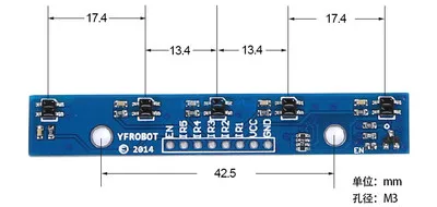 3.3-5V Obstacle Avoidance Infrared Tracking Sensor Module 5-way Probe For Arduino Robot Smart Car Kit QTR-5RC | Игрушки и хобби