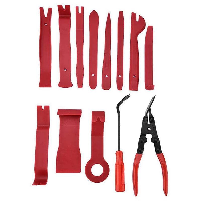 

13 Pcs Auto Trim Removal Tool Kits With Fastener Hose Remover, Pry Installer Tool For Car Vehicle Dashboard Door Panel