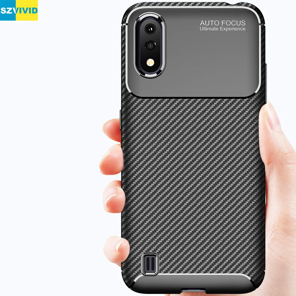 Чехол из углеродного волокна для Samsung Galaxy A01 мягкий силиконовый защитный чехол