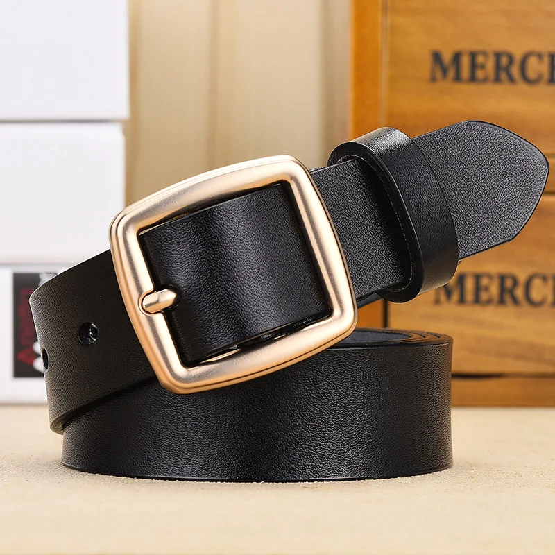 

All-match Belt Leather Women Korean Style Simple Gold Pin Buckle Girdle Women Jeans with Small Waistband New Retro Belt