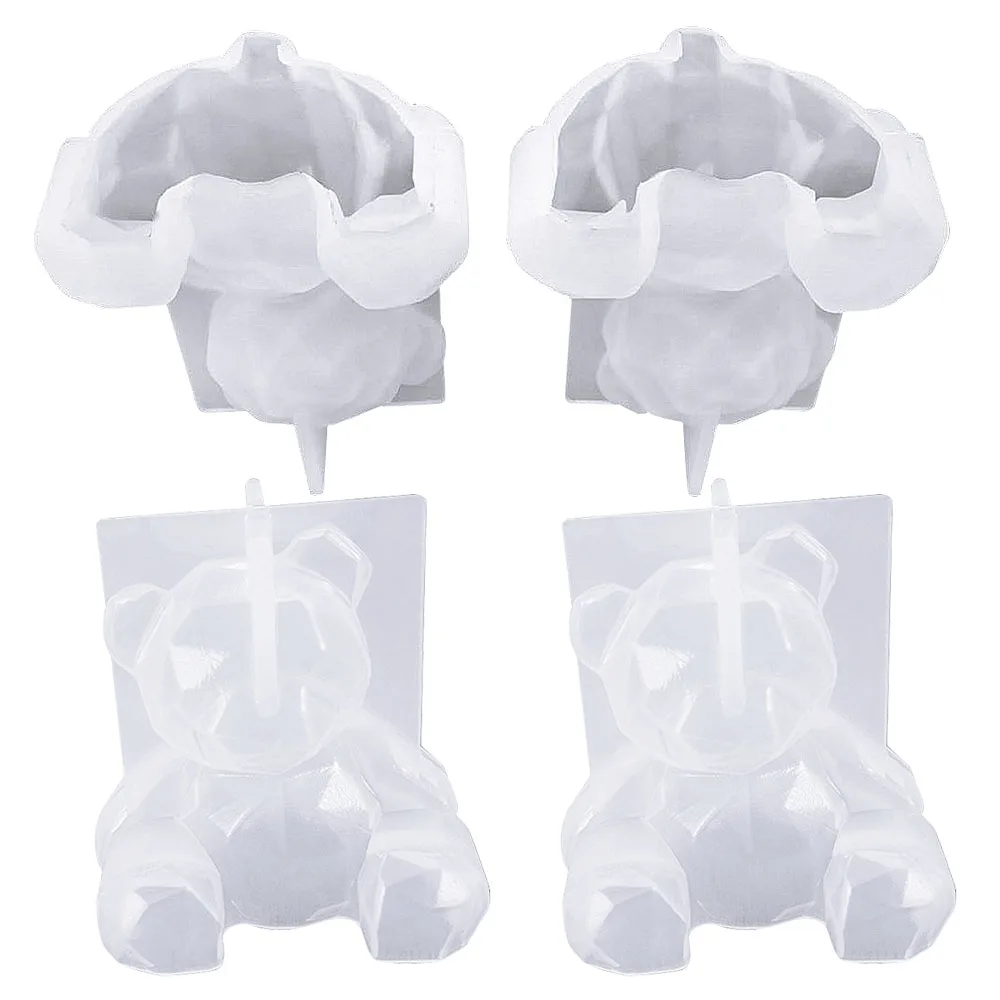 

1pcs crystal epoxy epoxy 3D geometric bear mold mirror silicone mold resin DIY car decoration