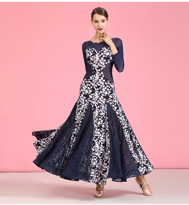 Платье для бальных танцев и соревнований платье стандартных вальса с принтом