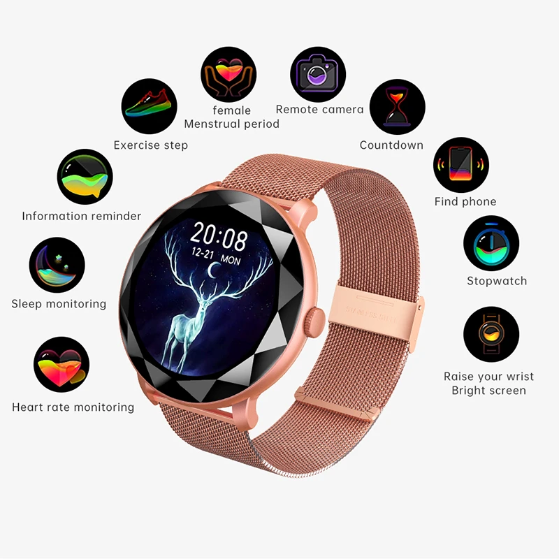 

2021 New Smart Watch Women Full Touch Screen Sport Fitness Watch IP67 Waterproof Bluetooth-compatible For Android Ios Smartwatch