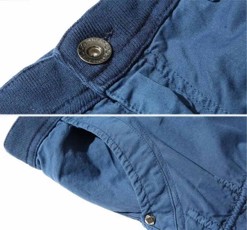 

Summer Tooling Shorts Men Cotton Solid Color Multiple Pocket Knee Length Shorts Men Slim Straight Large Size Casual Shorts