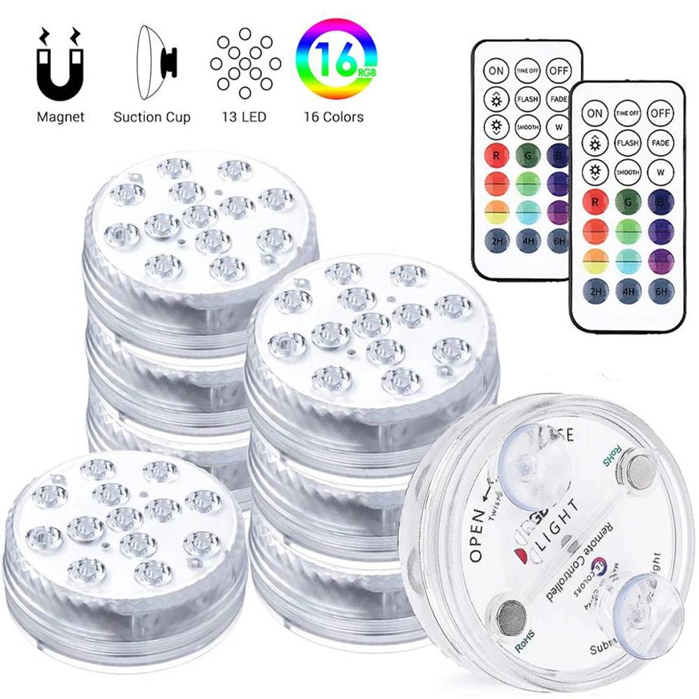 

13 светодисветодиодный IP68 подводная красочная лампа для ванны, аквариума, вазы, украшения для бассейна вечерние ринки, фестиваля, светильник...