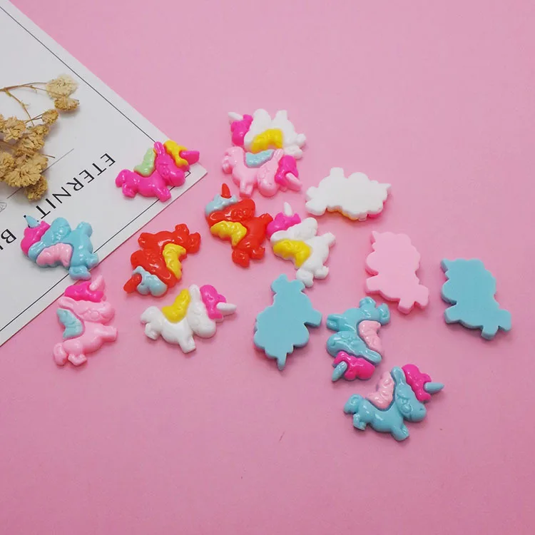 

50Pcs Kawaii Cartoon Unicorn Flat Back Resin Cabochon For Phone DIY Decoration Craft Scrapbooking Accessories