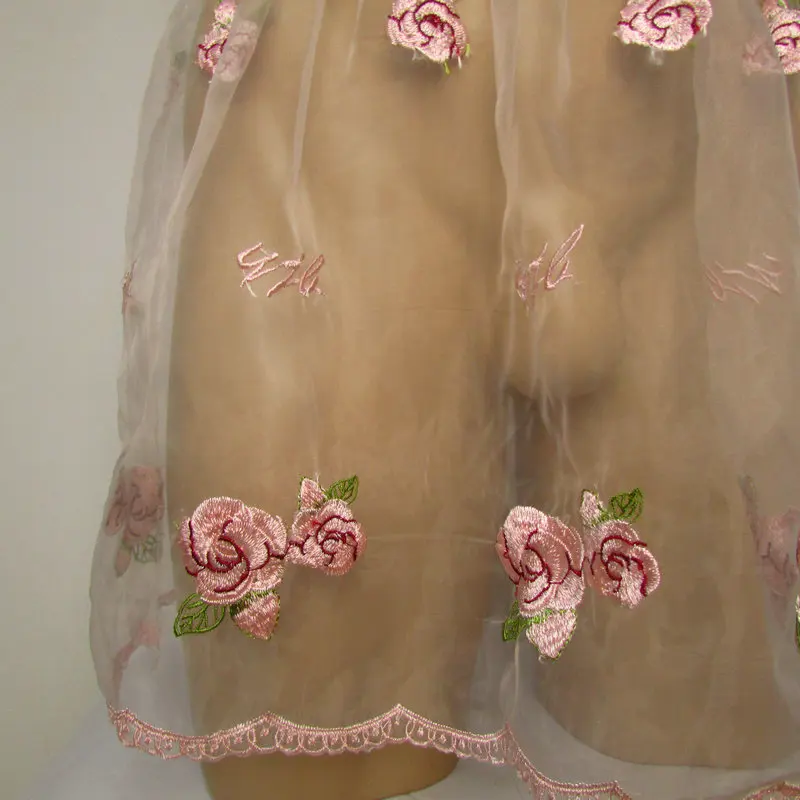 Sissy юбка розовый для мужчин Кружева 3D вышивка кружева бикини сексуальный