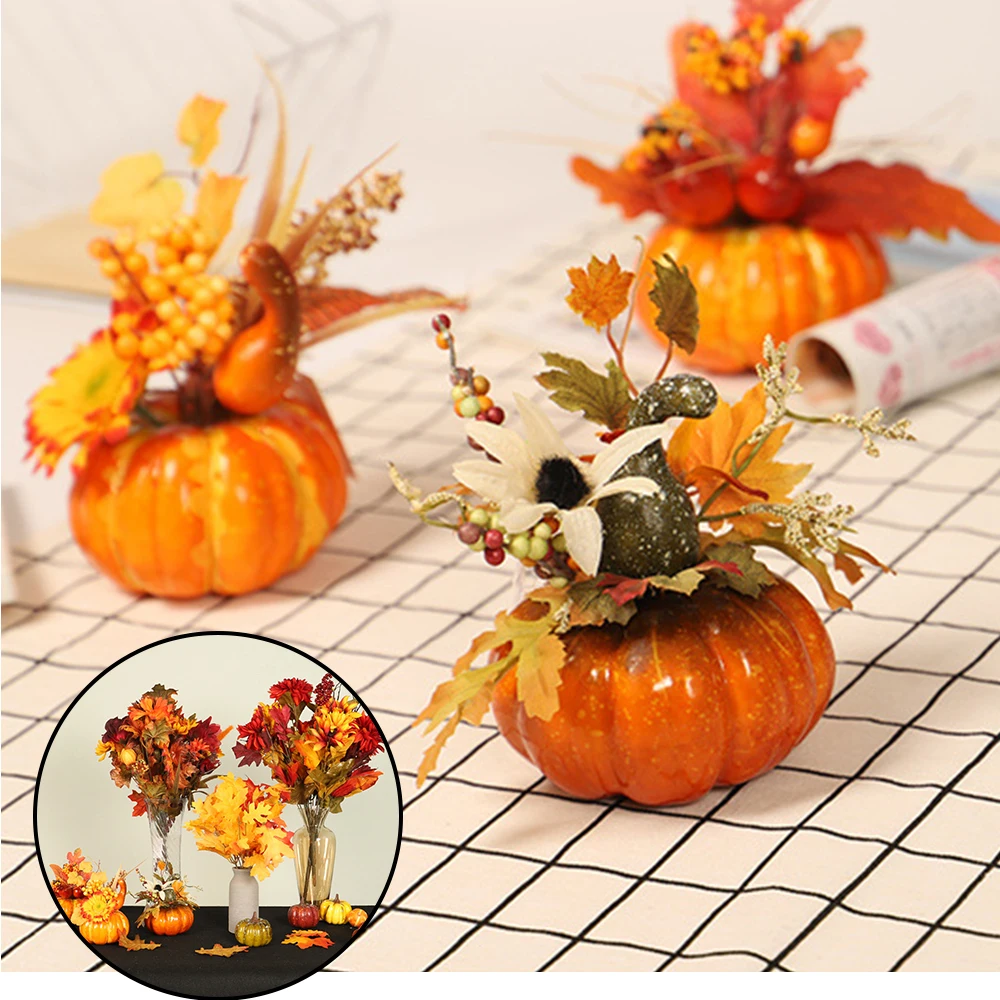 Креативные искусственные тыквы кленовый лист гранат стол домашний декор Дом