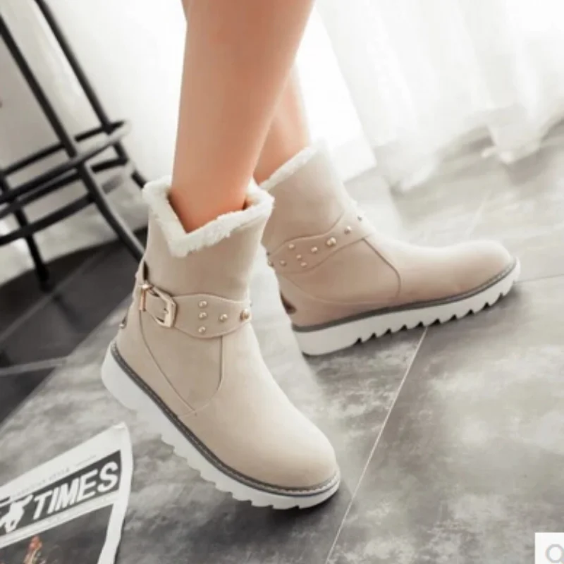 

Ladies Snow Boots Brand Warm Shoes Non-slip Flexible Fashion Suede Casual Walking Winter 2021 Plus Size Women's Boots