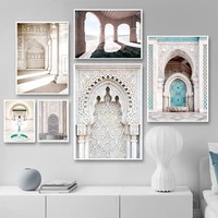 islamic architecture wall art canvas painting mosque morocco poster travel landscape muslim art print picture home decoration