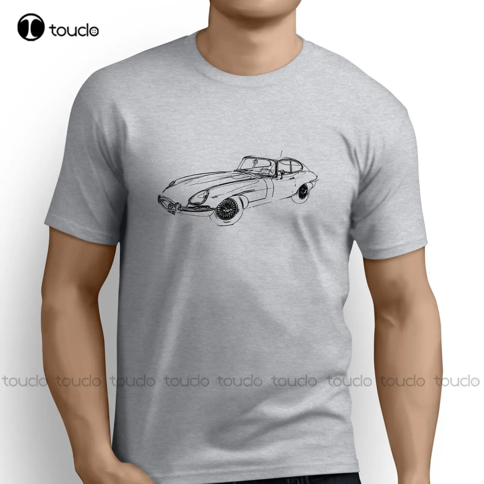 

Print T-Shirt Fashion O-neck Top Cotton Casual British Classic Car Fans E Type Inspired Car Art O-Neck Top Tee