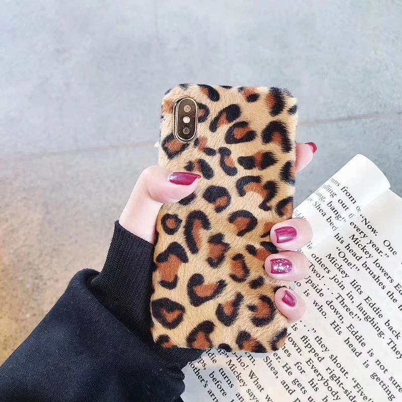 Зимний теплый плюшевый чехол с леопардовым принтом для Xiaomi Mi 8 9 6 6X 5X SE CC9 CC9E MIX 3 2S