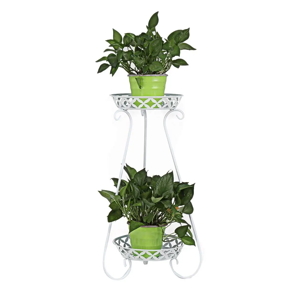 

2-Tier Holder Flower Stand Metal Plant Pot Stand Flower Display Shelf Garden Patio Home Outdoor Flower Tray Home Decoration
