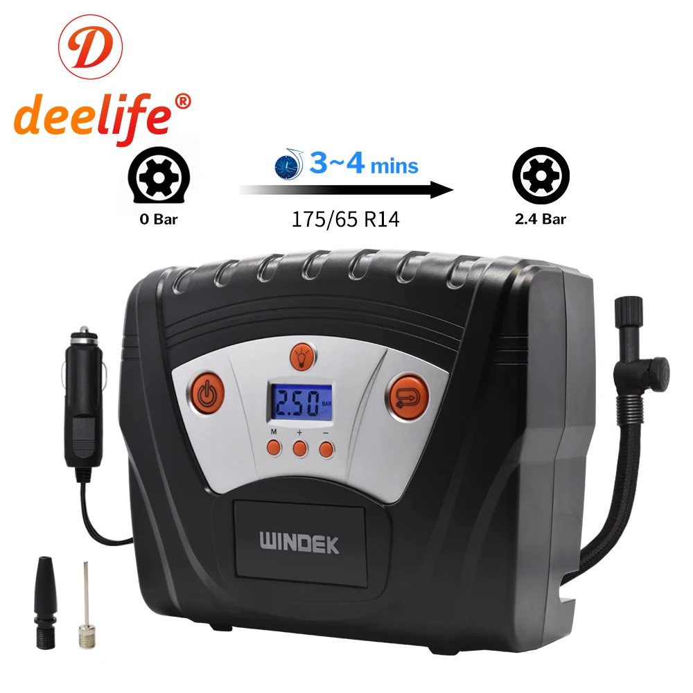 Deelife Car Auto Tire Pump Digital Air Compressor for Cars Tires with Deflator Function 12V Electric Tyre Inflator | Автомобили и