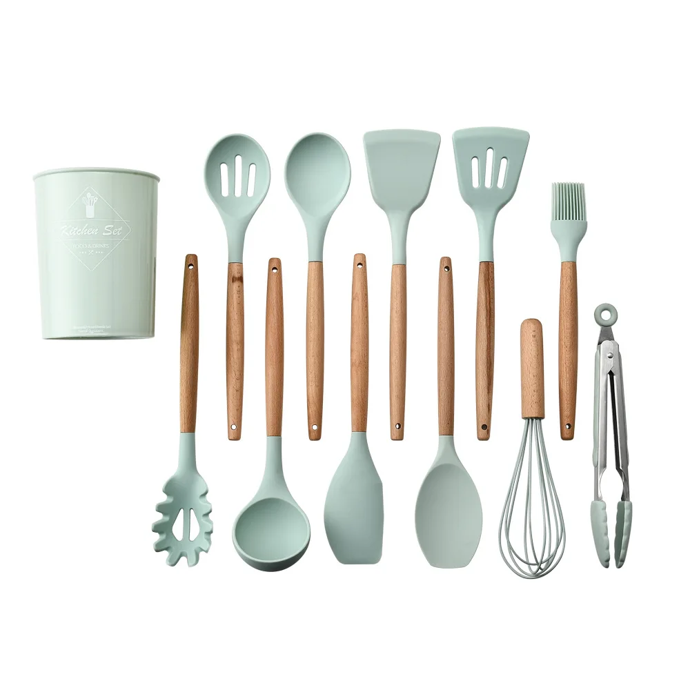 

New Kitchen tool set Silicone barrel with wooden handle kitchen accessories cooking tools stuff homemade