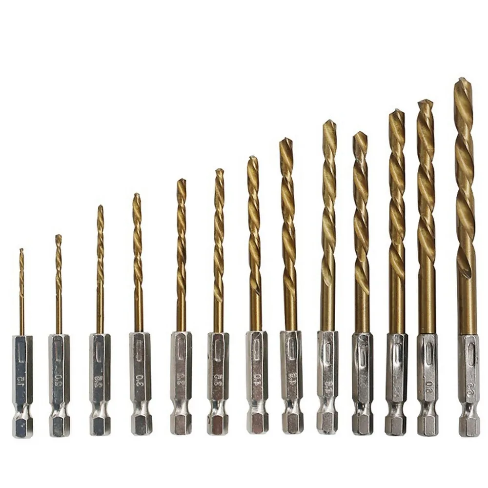 

13PCS Twist Drills Kit 1.5mm-6.5mm Screwdriver Bit Multifunctional Hex Shank Drill HSS Hexagonal Handle Power Tool Accessories