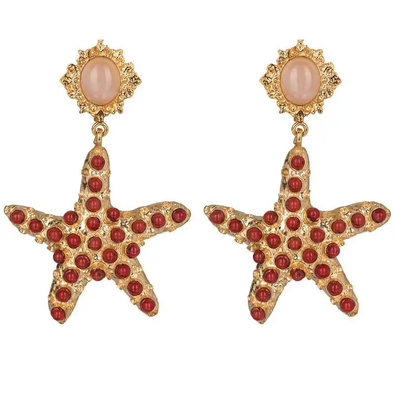 2019 новые богемные красные белые синие Бусины Морская звезда серьги для женщин