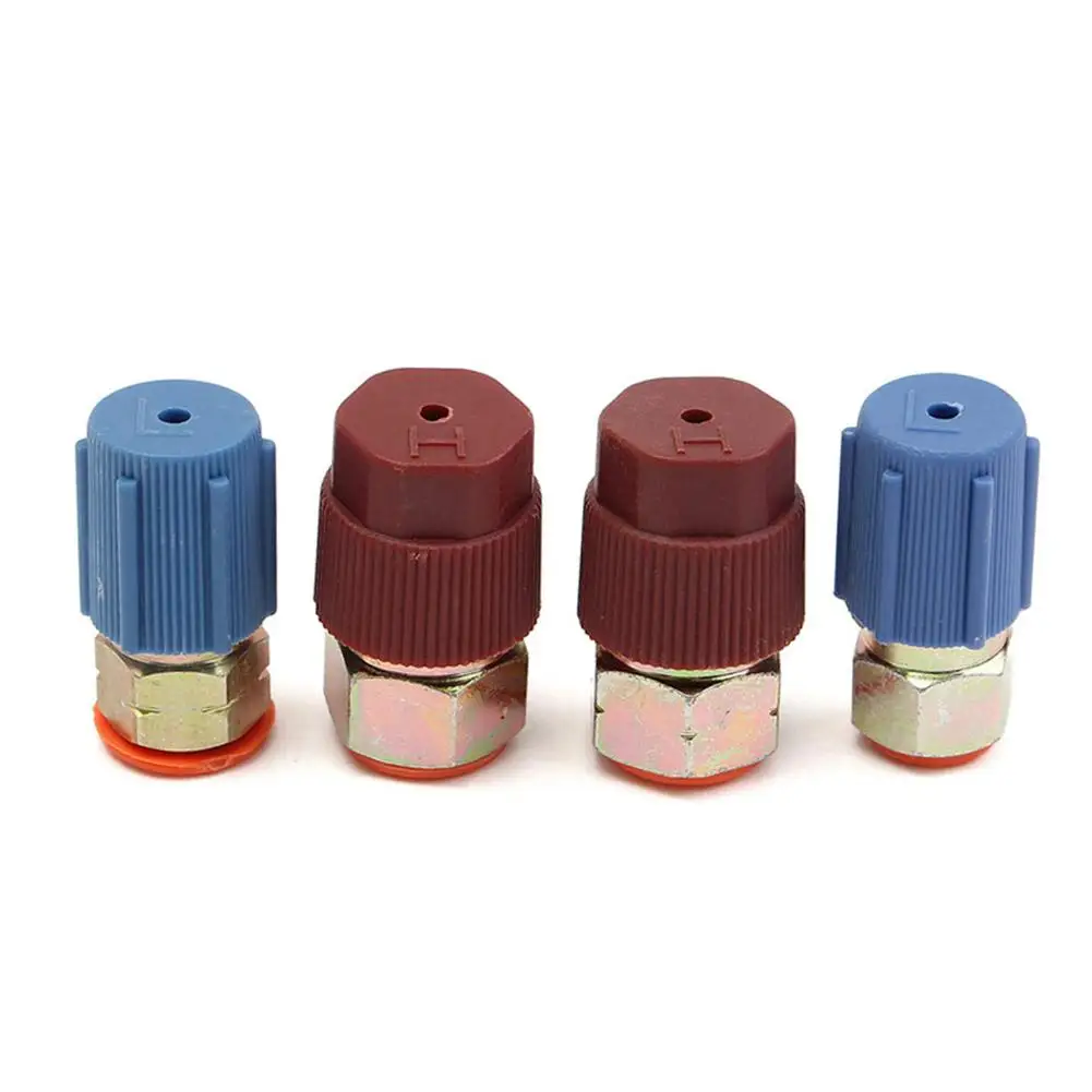

4Pcs A/C 3/8 7/16 Port Adapter Refit Quick Release R12 Port To R134a With Caps Valves Durable Quality Quick Disconnect
