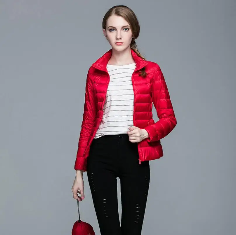 Женское зимнее пальто новинка ультра светильник 90% белый утиный пух куртка для