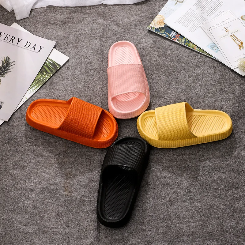 

Unisex Summer Slippers women Non-Slip Family Bathroom slippers For women Eva stripe Flat With soft Slides Cool Slippers