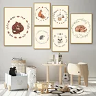 Олень, кролик, обнимающая лиса, белка, ежик, мышь, настенная Картина на холсте, Постер и принты на стену в скандинавском стиле, украшение для детской комнаты