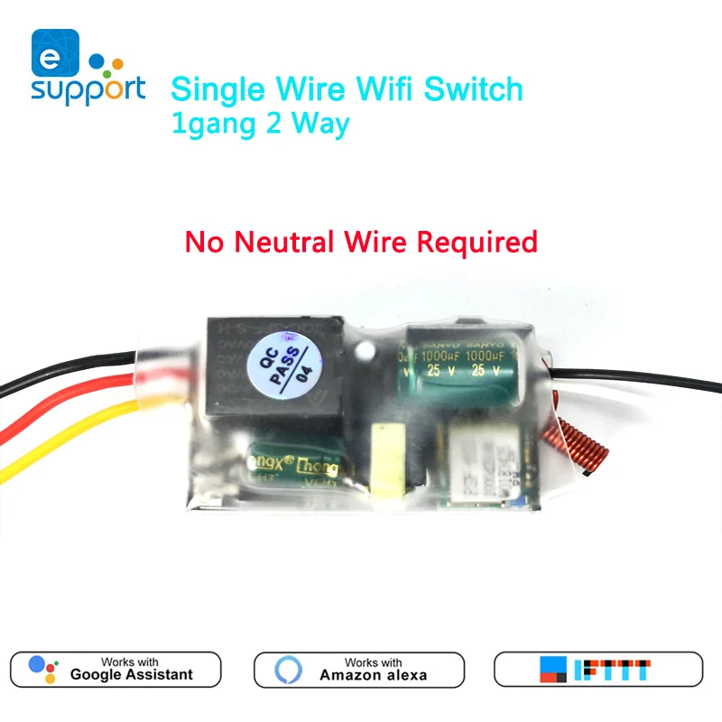Однопроводный Wi-Fi-модуль eWelink поддержка RF433Mhz не требуется нейтральный провод