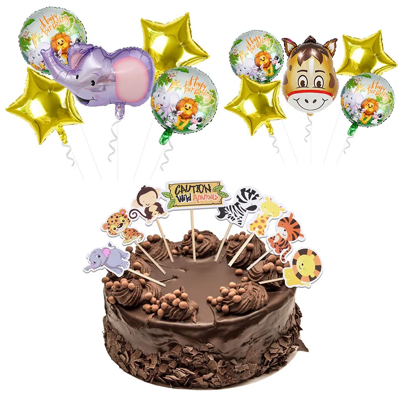 5 шт./компл. воздушный шар из фольги в виде животного Слон Обезьяна Жираф кекс