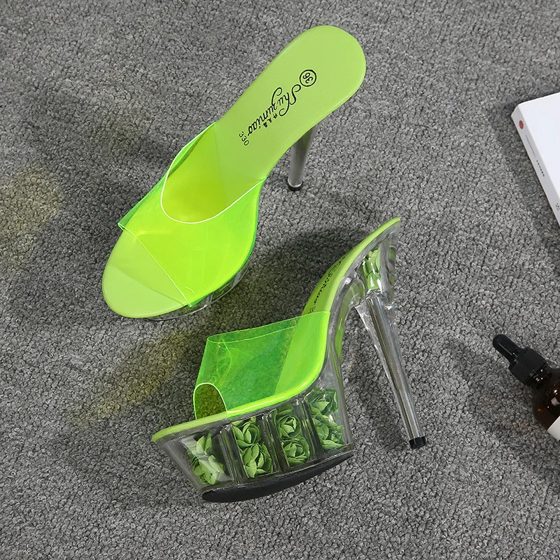 LTARTA/Босоножки на очень высоком каблуке с цветочным принтом; Стальная обувь; прозрачная обувь на платформе с прозрачной подошвой; босоножки на высоком каблуке; женские LFD-330-7