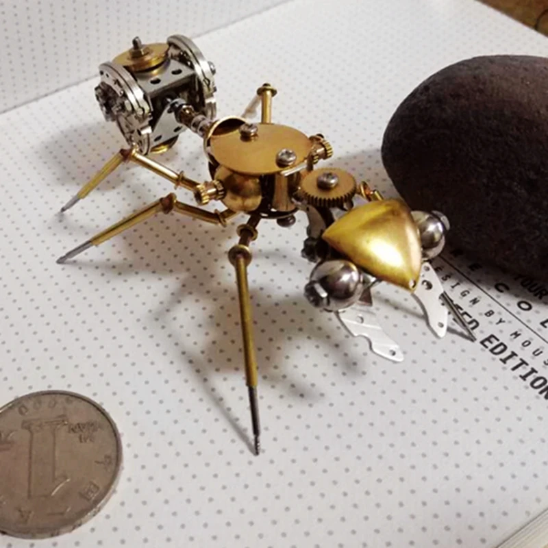 Insectos mecánicos estilo steampunk hormiga, artesanías de metal completas, adornos pequeños creativos hechos a mano