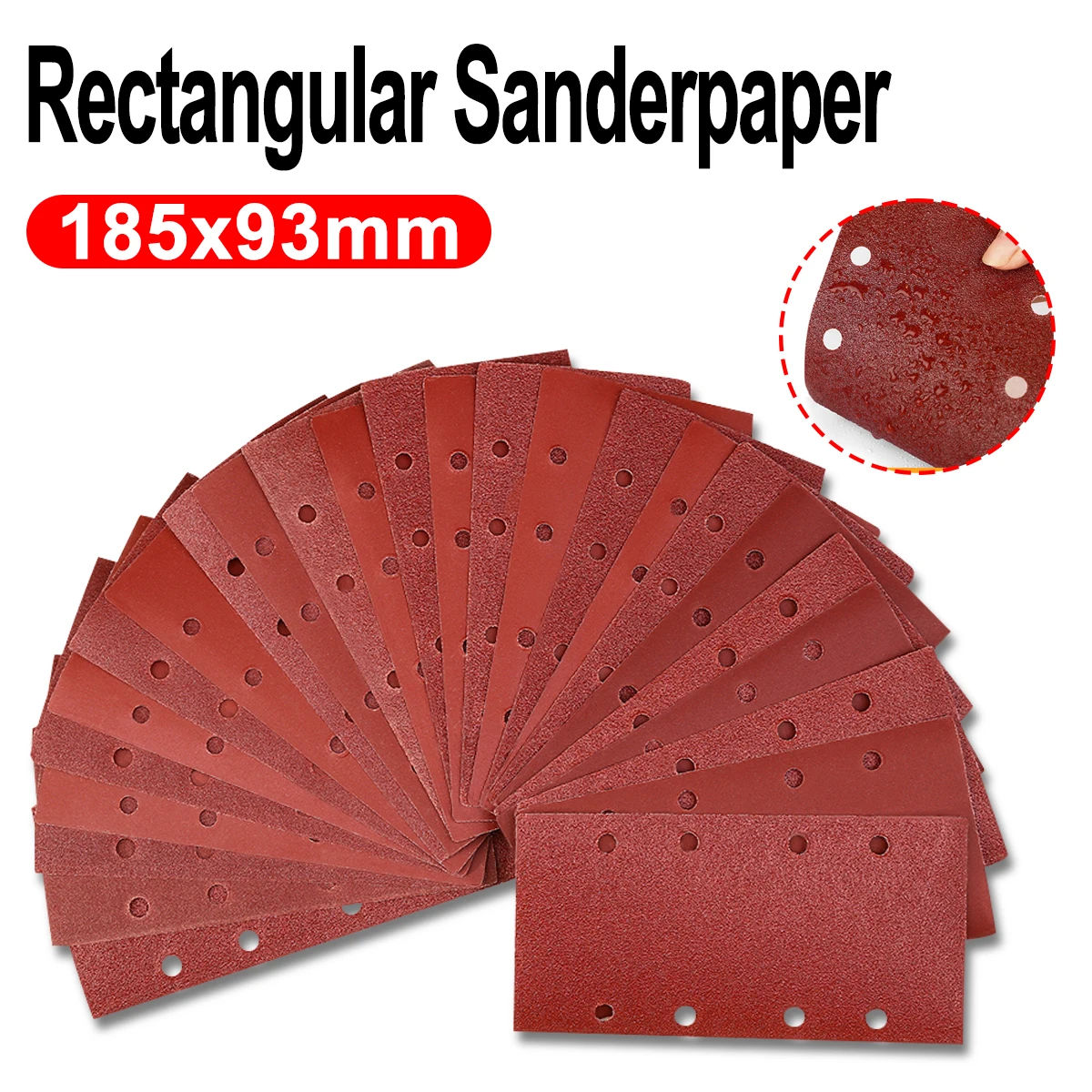 

93 x 185 mm Sanding Sheets Water/Dry Abrasive Sandpapers Hook and Loop Sander Pads Assorted Grits Fit Rectangular Sander