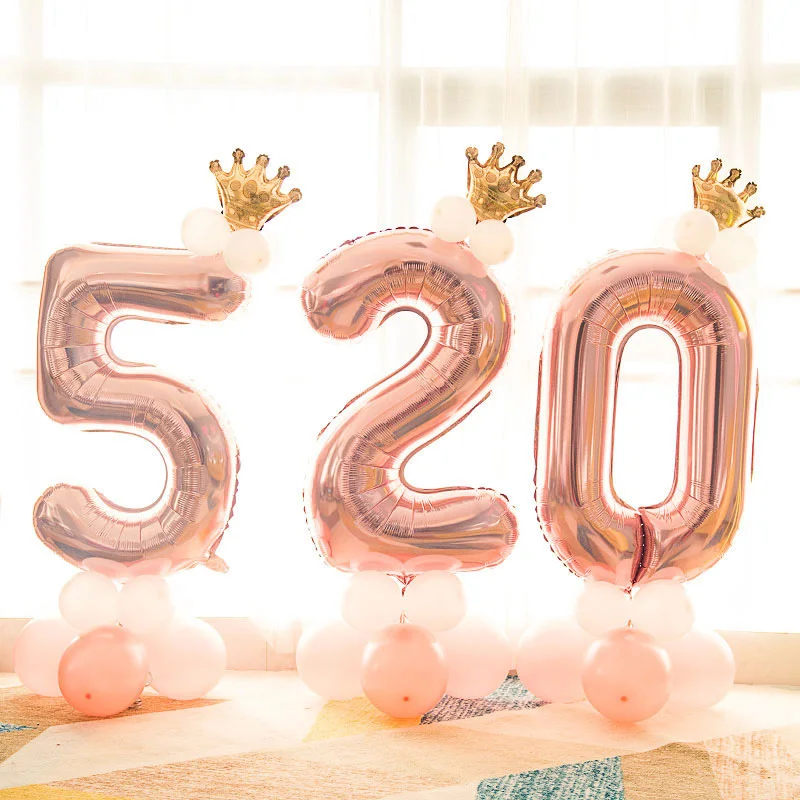 Leeiu на день рождения воздушные шары розово золотые из фольги в виде цифр 1 2 3 4 5 6 7 8 9