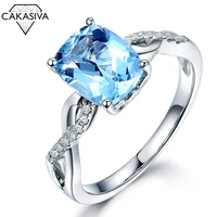 womens natural aquamarine ring set with topaz colored gemstone jewelry engagement wedding gift jewelry