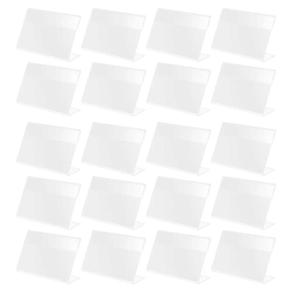 

20Pcs Acrylic Price Tag Rack Transparent L Shape Price Label Display Holders