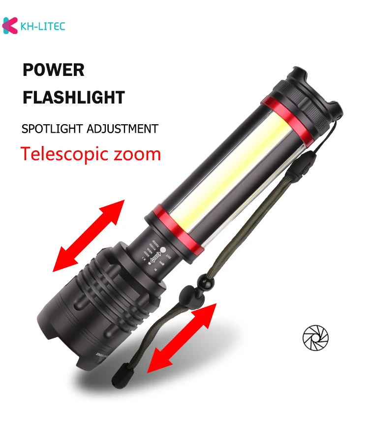 저렴한 XHP70 가장 강력한 LED 손전등 내장 1*26650 5000mAh USB LED 토치 캠핑 휴대용 랜턴 사냥 램프 작업 빛 손