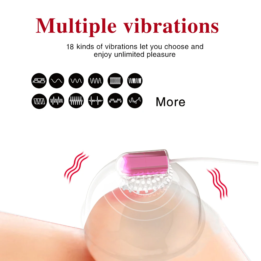 Nipple Suction Cup Vibrator Tongue Lick 18 Speeds Electric Breast Pump Enlarge Massager Sex Toy for Woman | Красота и здоровье
