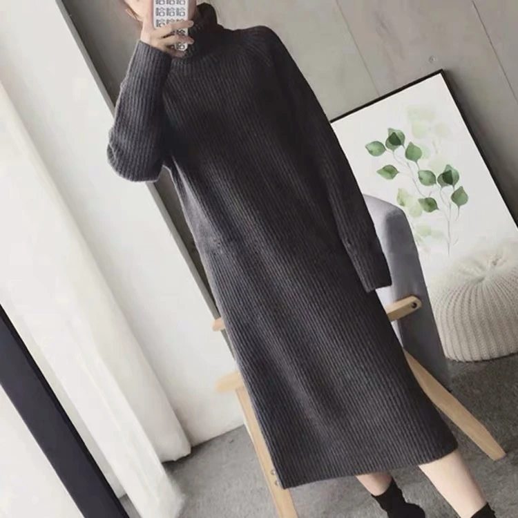

Turtleneck Sweater Dress women 2020 Winter Knitted Long Sleeve Streetwear Bottoming Bodycon Dress