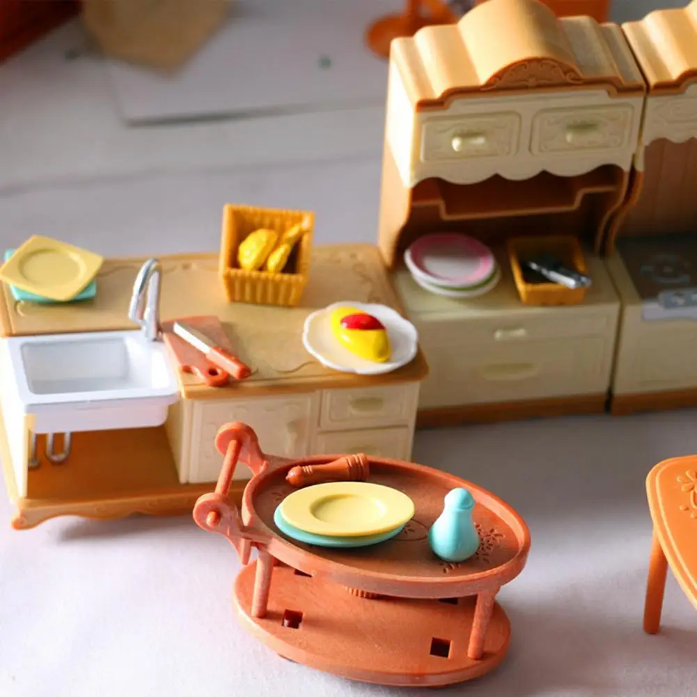 

1:12 Miniature Dollhouse 3D Plastic Furniture Model Fine Workmanship Realistic Imitation Cooking Table Mini Kitchen for Children