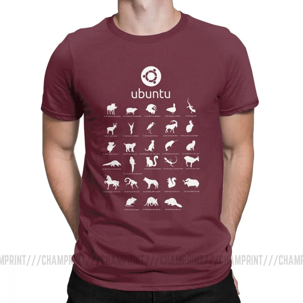 Забавные футболки Ubuntu Linux для мужчин, хлопковая Футболка с вырезом лодочкой, Distro Linux Debian, футболки с коротким рукавом, одежда с принтом - Цвет: Бургундия